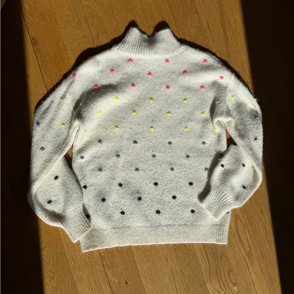 LOFT Cream Sweater with Colorful Dots